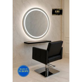 Frisörspegel London rund med hylla - 80cm