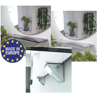 Glas hylla för frisörspeglar, mörk grafit eller transparent