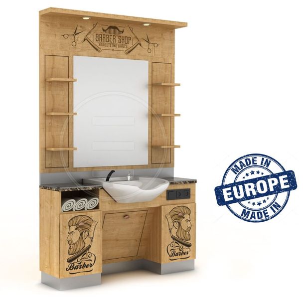 Barberarstation Truva ljust trä